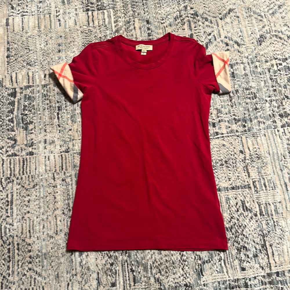 Burberry London Check Cuff Stretch Cotton T Shirt